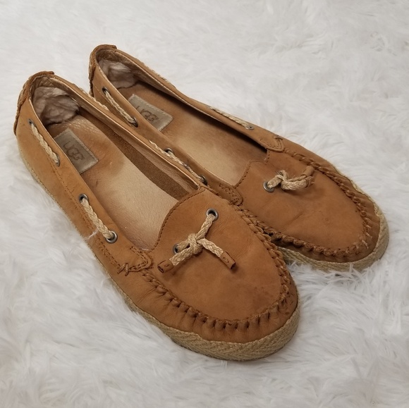UGG Shoes - UGG Australia Chivon Chestnut Leather Mocassins